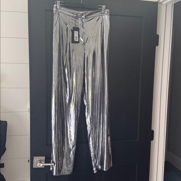 Halston Heritage Silver Wide Leg Pants size 8 - Picture 1 of 4